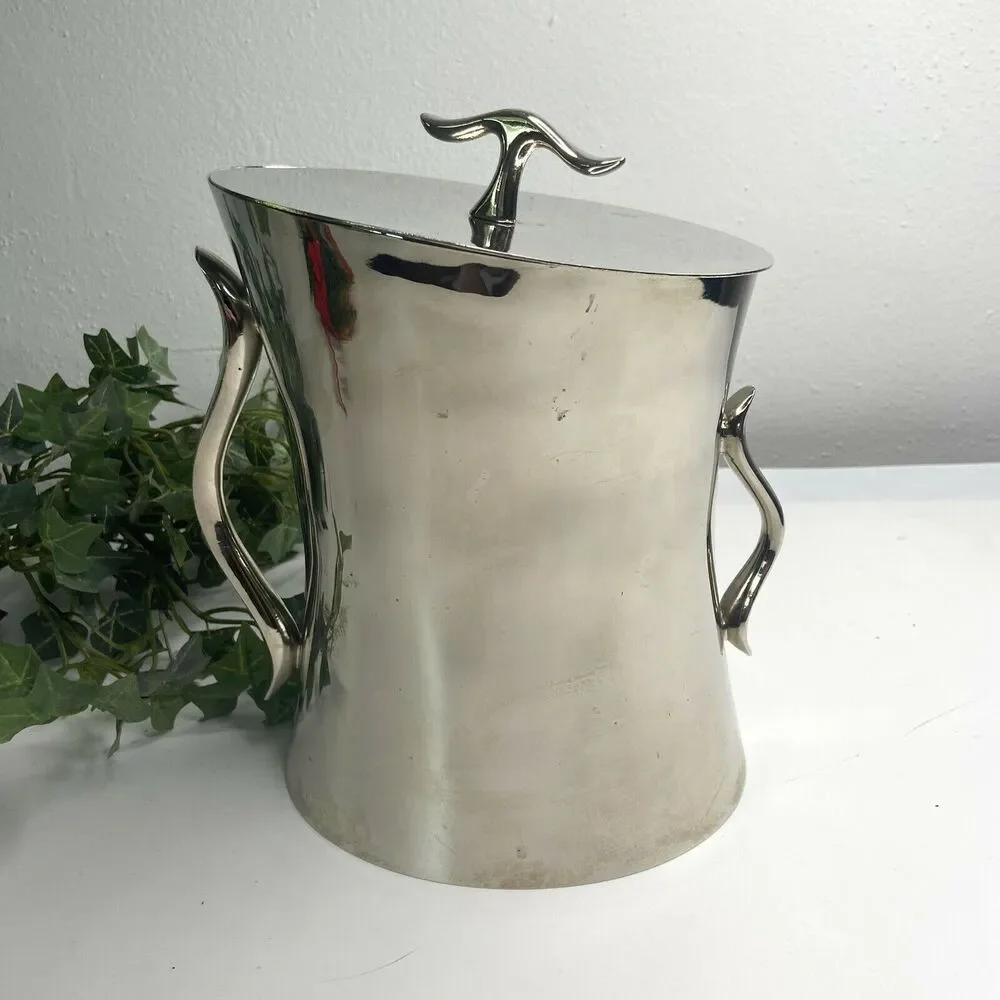 Towle Vintage MCM Silver Plated 3 pc Ice Bucket with Lid & Insert